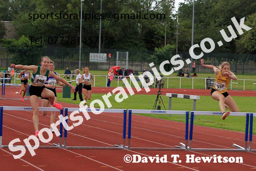 Womens under-17s 300 metres hurdles, 2023 Northern Under-13s, Under-15s and Under-17s, Middlesbrough.  Photo: David T. Hewitson/Sports for All Pics
